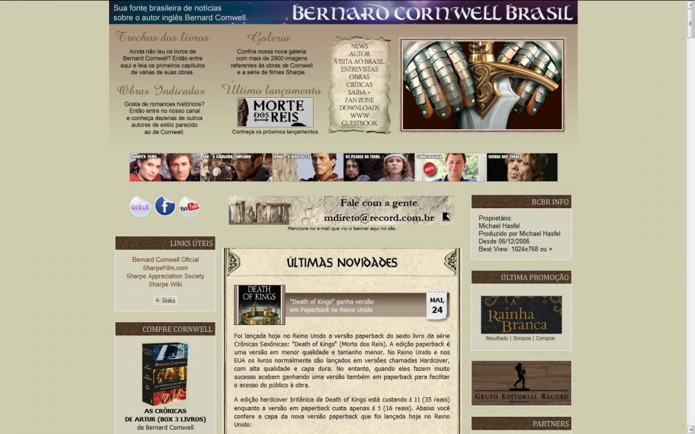 O site Bernard Cornwell Brasil (2006-2012).