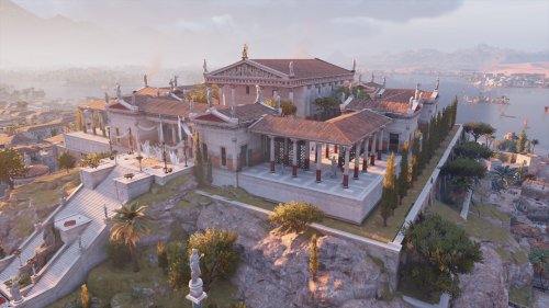 O Templo de Serápis, conforme representado no jogo Assassin's Creed Origins.