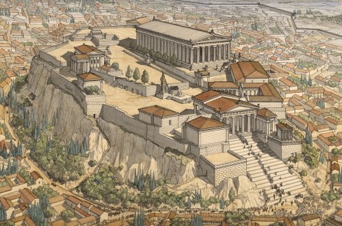 Atenas na Era de Ouro, século 5 a.C. Ilustração de Jean-Claude Golvin.