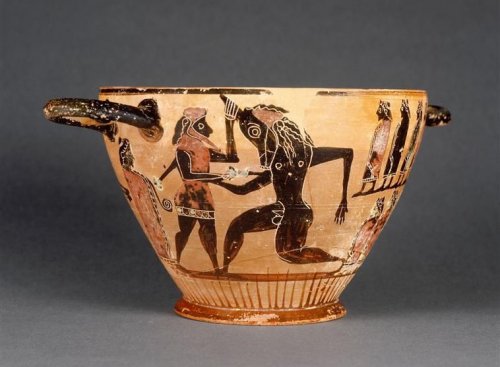 Teseu mata o Minotauro. Vaso grego do Período Arcaico, cerca de 550 a.C. Museu do Louvre.]