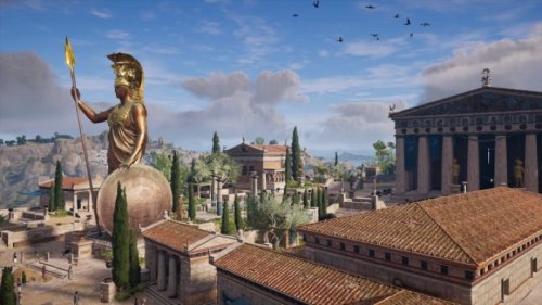 A antiga cidade de Atenas representada no jogo Assassin's Creed Odyssey.